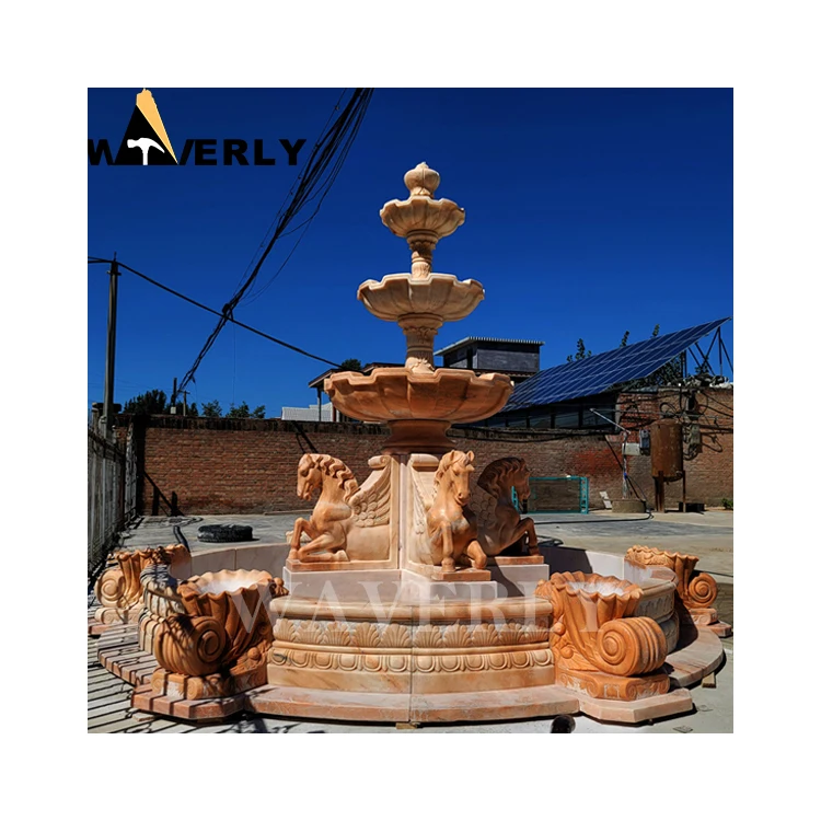 Outdoor Decoration Big Natural Marble Water Fountain With Horse Statue