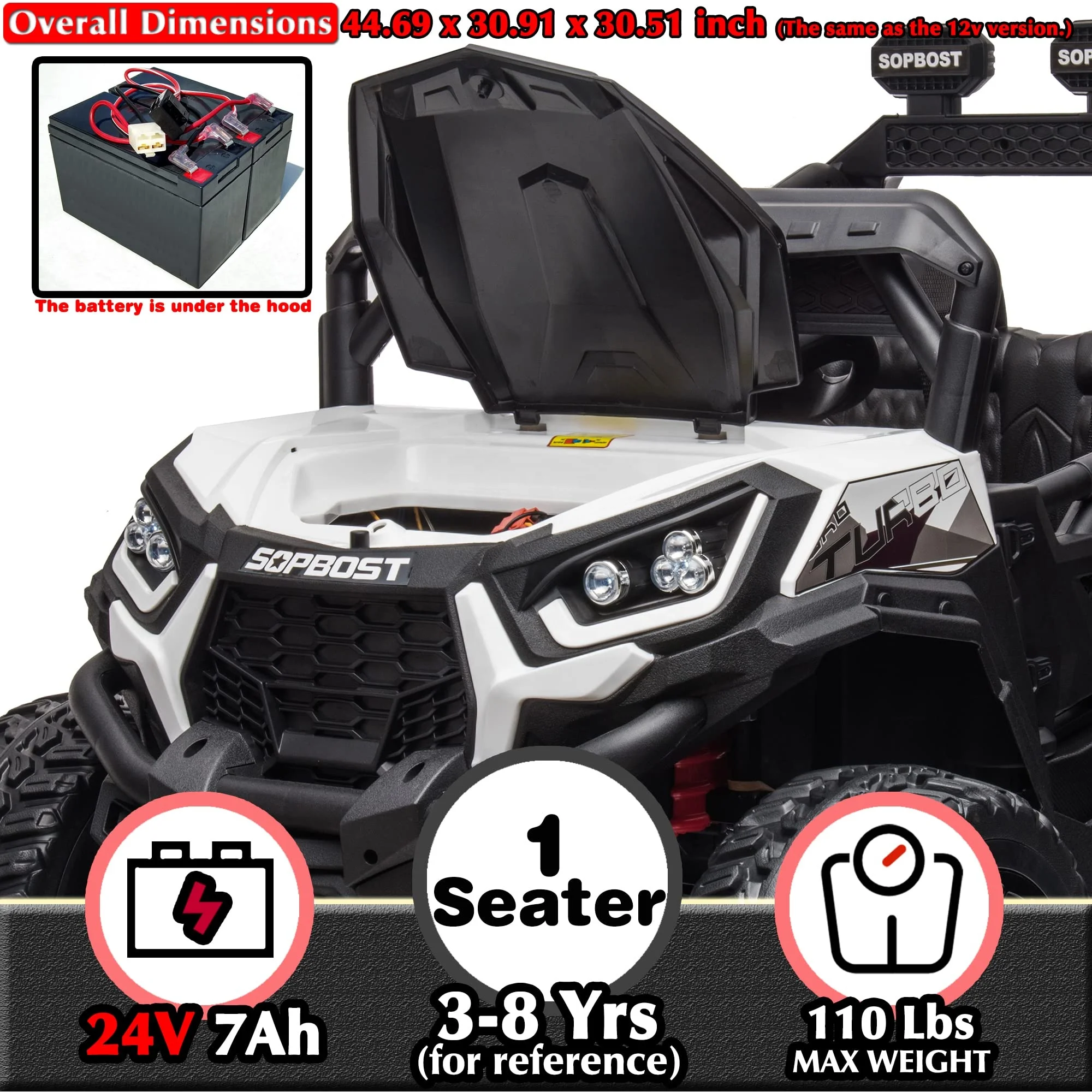 Remote Control 4WD Electric Ride-on Vehicle for Kids Battery-Powered Off-Road Buggy Spring Suspension Toy for 2 4 Year Plastic