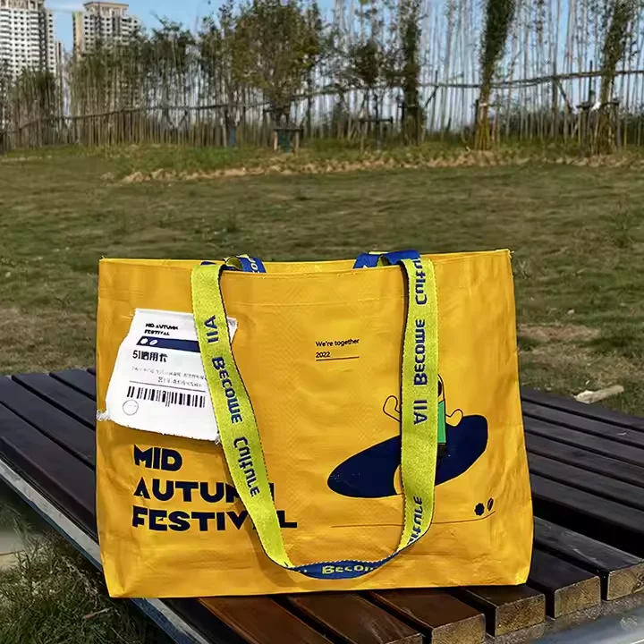 Eco Friendly Recyclable Custom Laminated pp Woven Bag with Long Handle