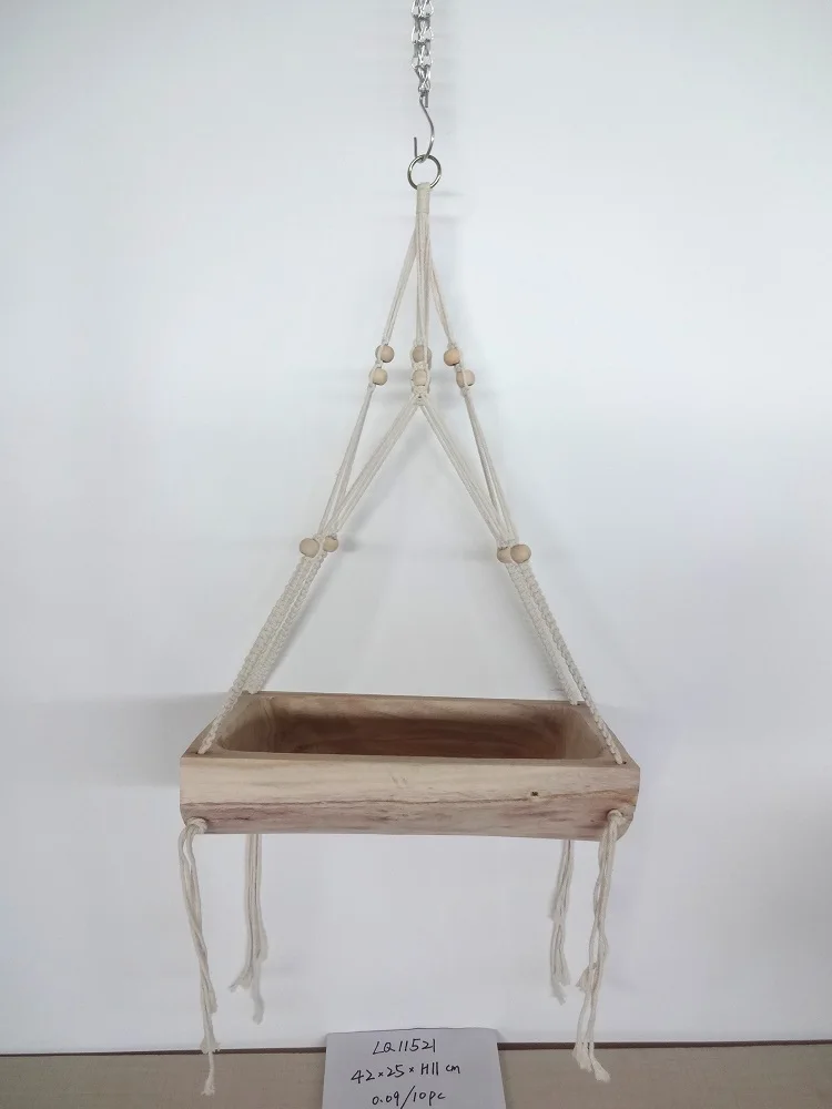 Домашний богемный декор, комнатный и уличный цветочный горшок, деревянный растительный лоток с хлопковой веревкой