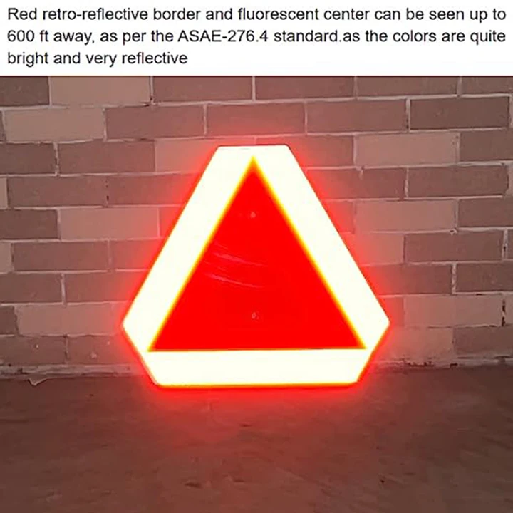 Slow Moving Vehicle Sign Safety Triangles Dot Approved Aluminum Diamond Grade Reflective Outdoor Use for Golf Cart