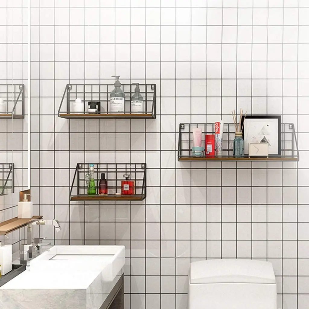 Modern Rustic Metal Wire Floating Shelves Single Layer Wall Mounted ...