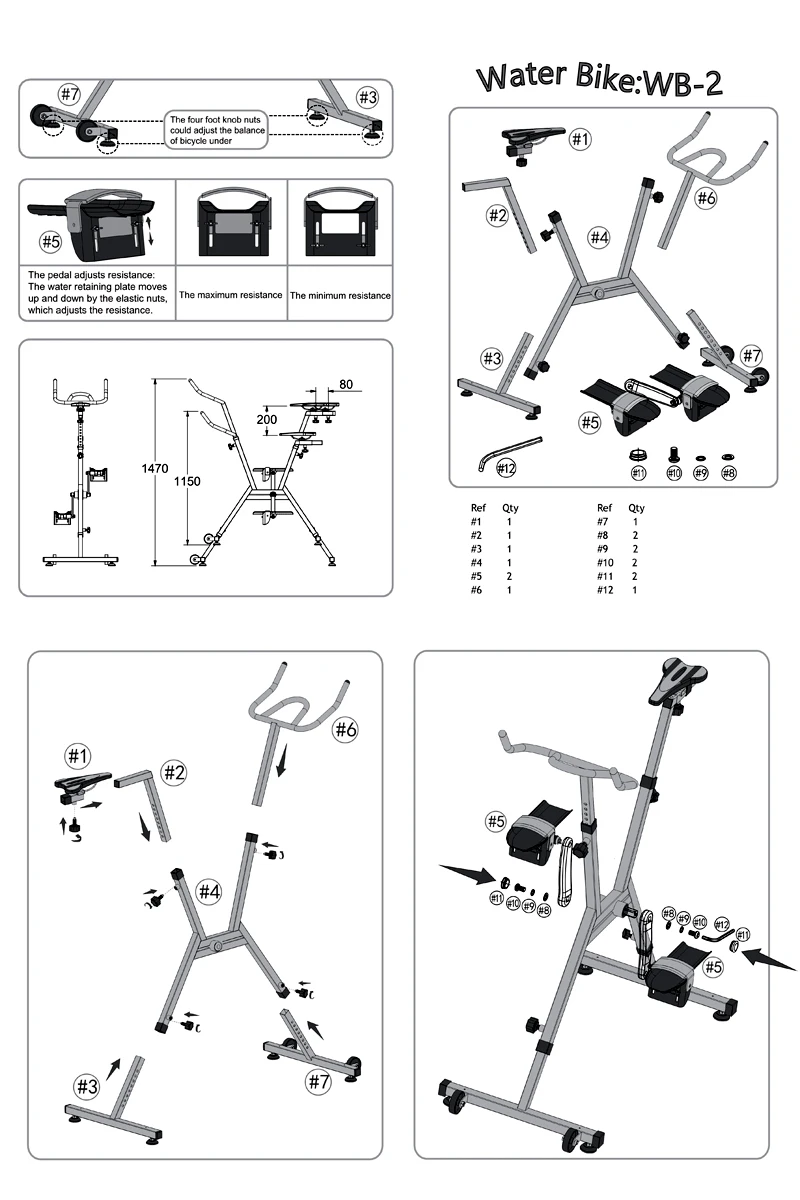 Underwater Spinning Bike Stainless Steel Water Bicycle Accessories