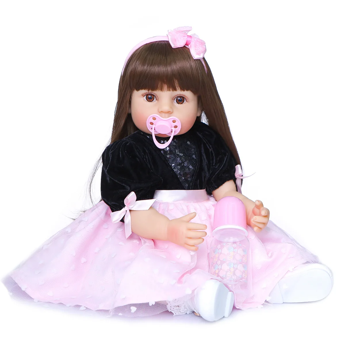 55cm Full Body Silicone Reborn Girl Baby Doll Toys Bebe Boneca
