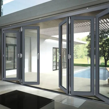 Alufront Exterior Hurricane Proof Bi Folding Door Accordion Folding Glass Door Aluminum Patio Bifold Doors