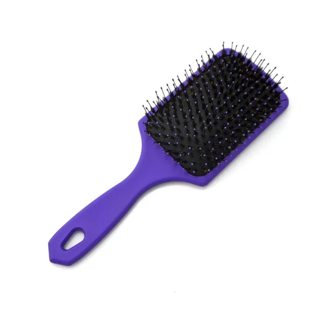 Home use paddle hair brush with boar bristle pins for hair detangling and smoothing