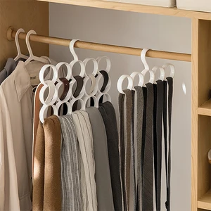 15 Holed Rings Plastic White Multifunction Hanging Rack High Non-Skid Plastic Scarf Hanger