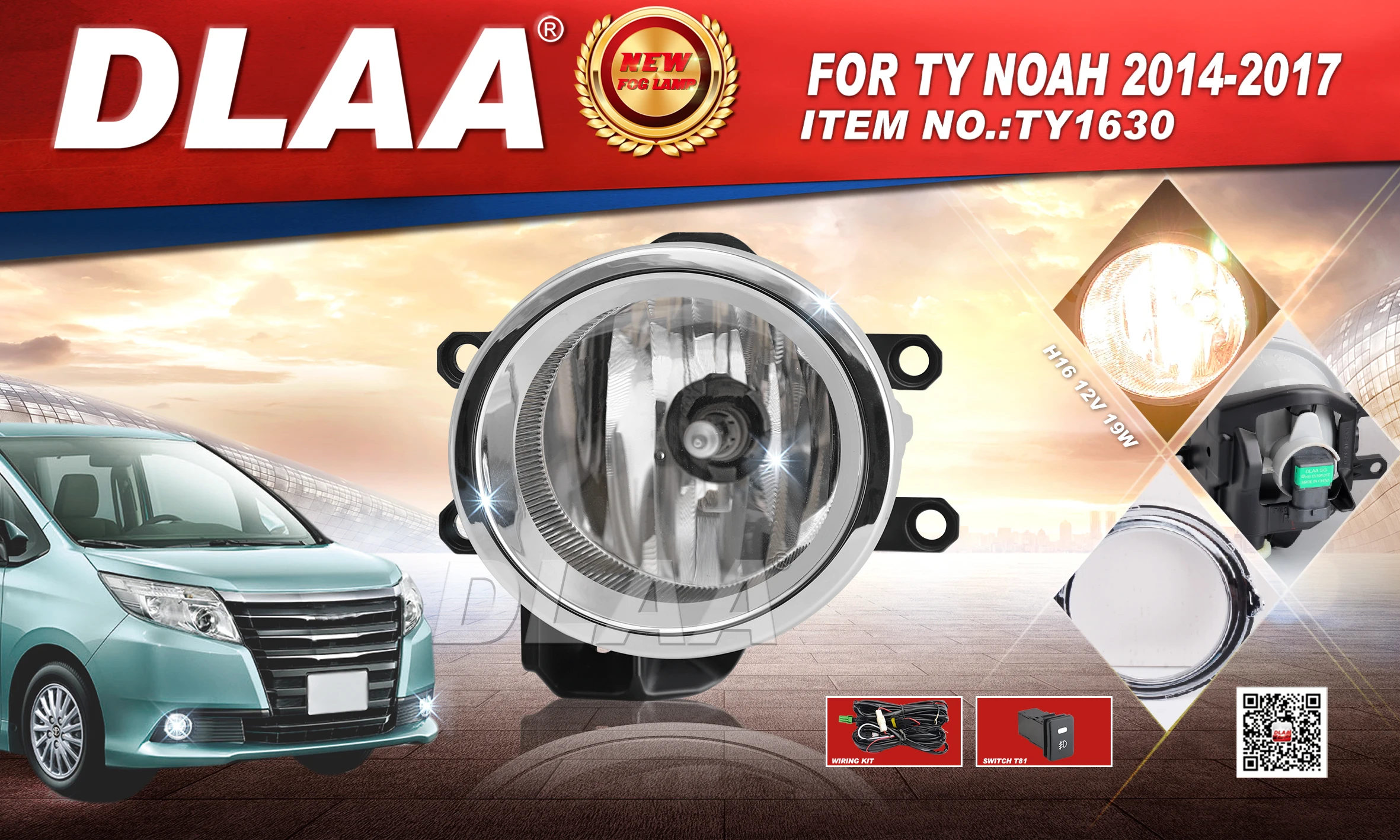 DLAA TY1630 Fog Light for TY Noah 2014 2015 2016 2017 Car Fog Light Bulb Car Fog Light High Quality
