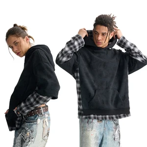 Hoodies Men High Quality Heavyweight Y2K Fake-2-pieces Vintage Hoodie Unisex Fashion 500gsm Oversize Hip-hop Cotton Hoodie