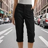 Black Ladies 3 Quater Cargo Pants Capri Trousers