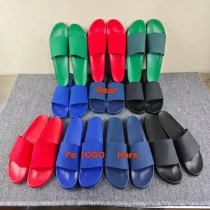 Original Quality Design Big Size Unisex Custom logo Slides Women Poll Bear Soft Sole Men  Footwear  Home Beach Slippers Sandals