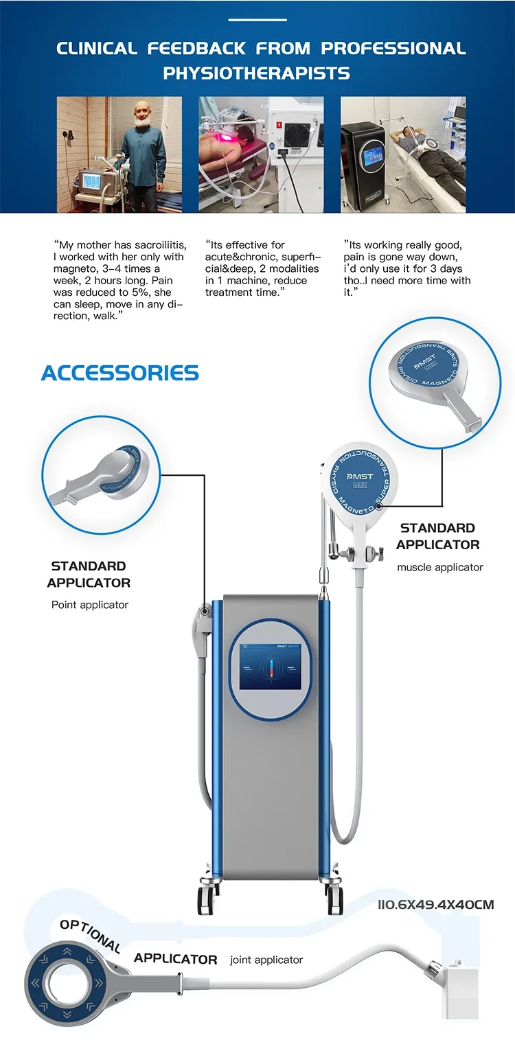 Newest Machines Emfieldpro Physio Magnetic Vertical Dual Channel Magneto Therapy 7 Tesla Three Applicators Option for Pain