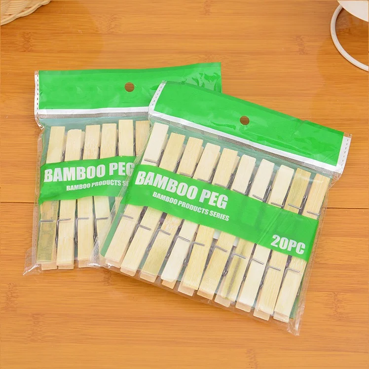 100 Natural Material Wholesale Bamboo Clothespin Peg Wooden Clamp 20 Pieces Per Bag Buy