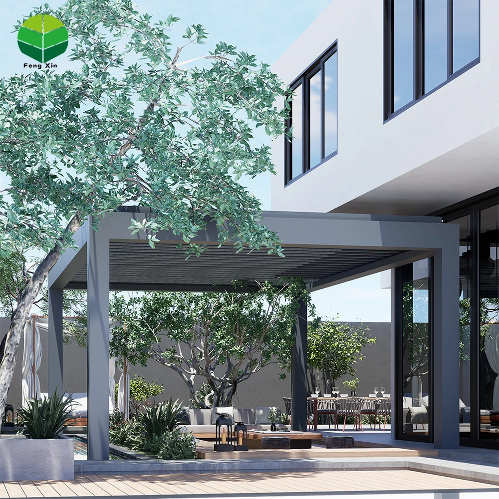 Modern Bioclimatique Manual Pergola Design 3x3 3x4 4x3 4x6 Waterproof Aluminum Frame Gazebo for Garden Balcony 4x4 Room Space