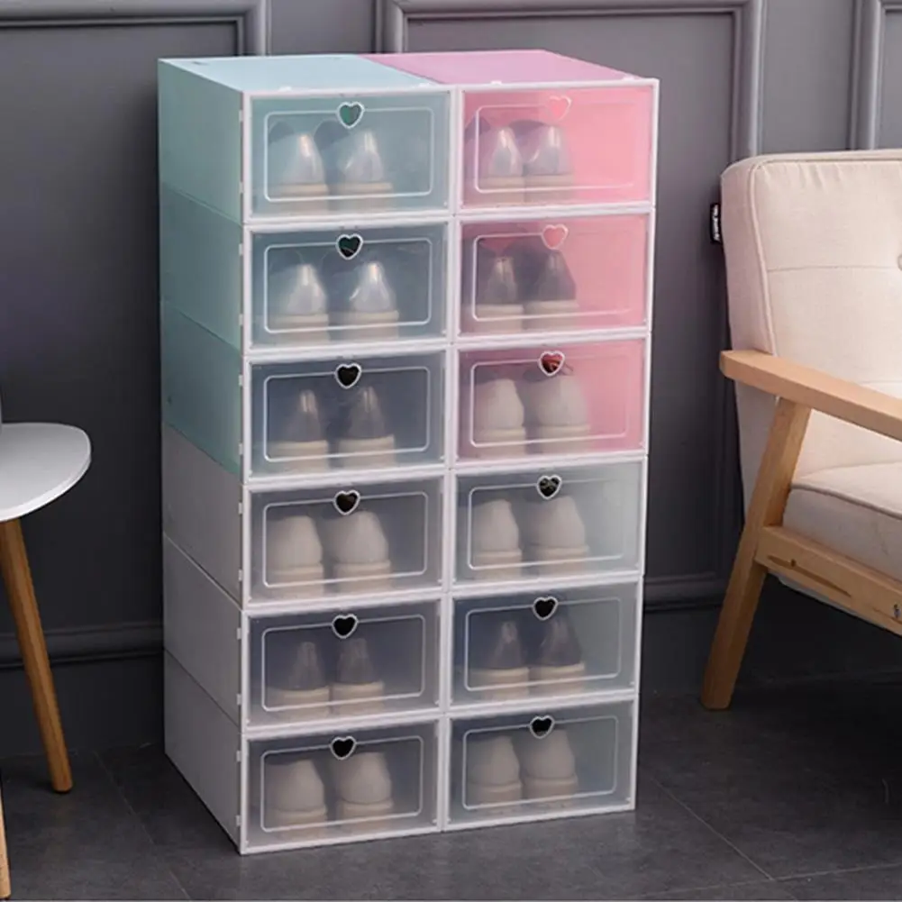 Thick Plastic Shoe Box Foldable Shoe Storage Box Dustproof Clamshell ...