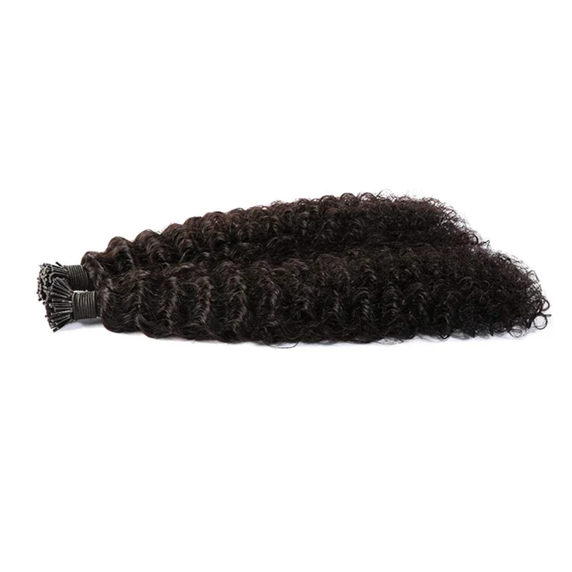 Kinky Curly I Tip Microlinks Human Hair Extensions Braziliaanse Virgin Hair Weave Bundels_voghion.com