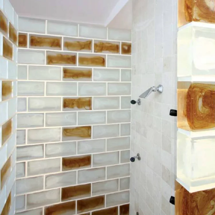 Gold Glass Bricks Blocks Decorative Solid Hot Melt Glass Brick Good Visibility Crystal Building Glass Bricks for Partition Wall