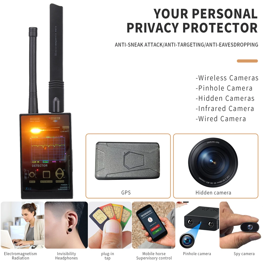 Wireless Anti-Spy RF Signal Detector Candid Camera Finder GSM Audio Protect