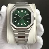 Silver watch green dial