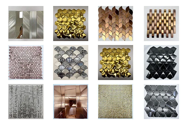 Sliver Metal Mosaic Tile 3D Stainless Steel Mosaic Backsplash Square Metal Mosaic Tile details