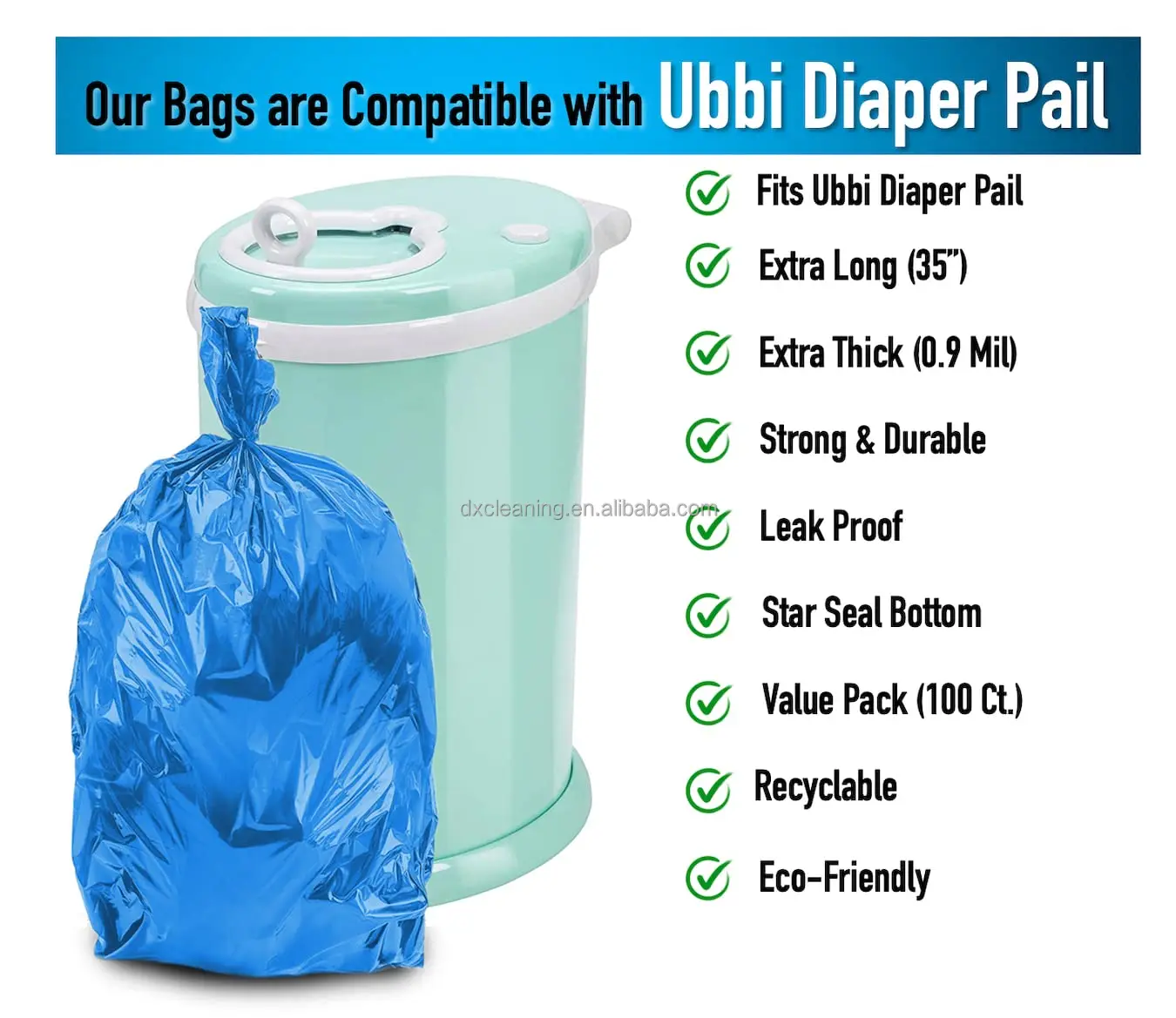 Disposable Diaper Pail Refill Plastic Bag Compatible With Ubbi Diaper