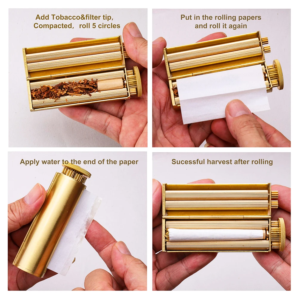 Luxury Classic Brass Manual Smoke Rolling Cigarette 70mm Herb Tobacco Roller