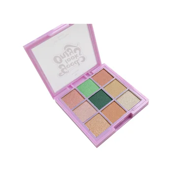 Factory 9 Pan Clear Lid Highlighter Pallet  OEM ODM 9 Pan Highlighter Pallet Pigmented Creamy Texture Highlighter Powder