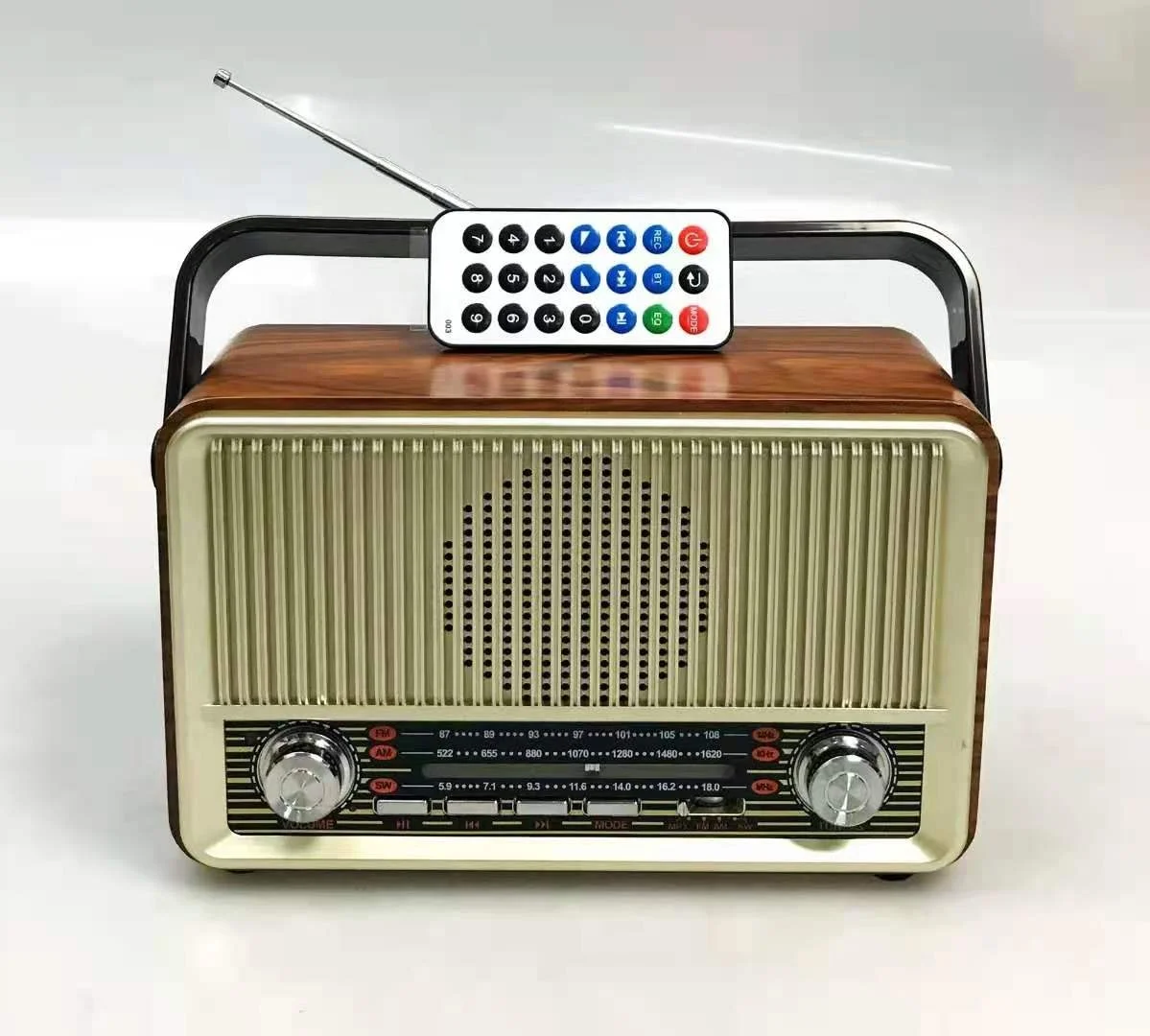 ポータブルFM AM SWレトロラジオワイヤレスBluetoothスピーカー