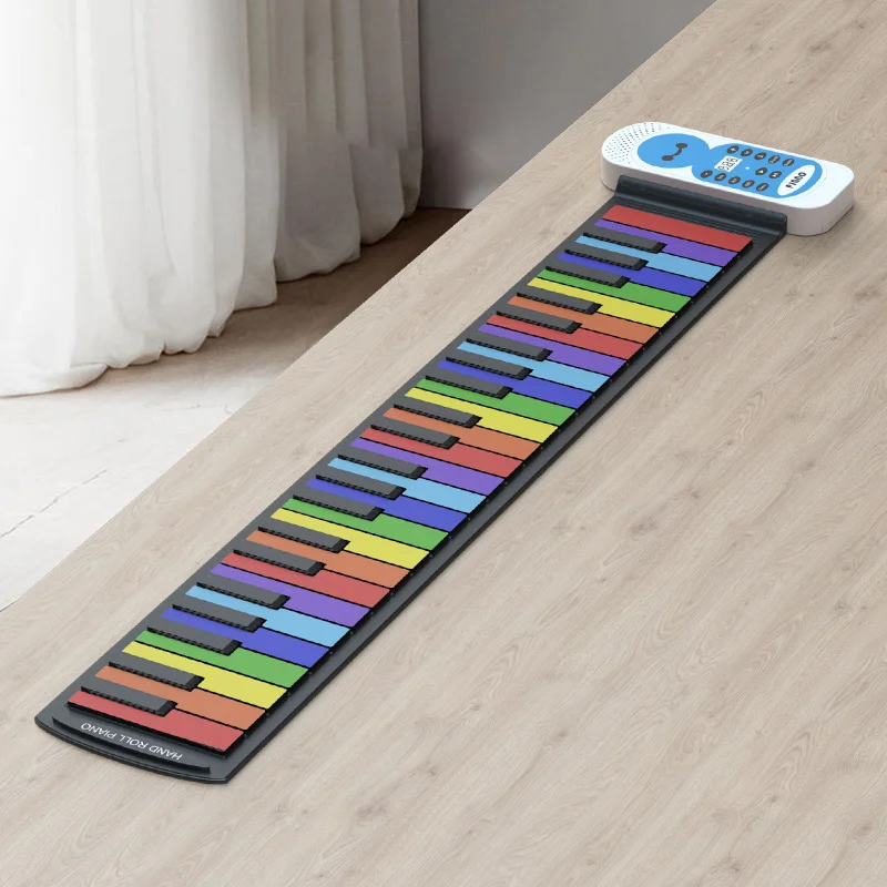 Konix 49 Keys Rainbow Rubber Electric Mini Child Babi Piano Silicone Flexible Portable Usb Hand Roll up Piano Small Keyboard