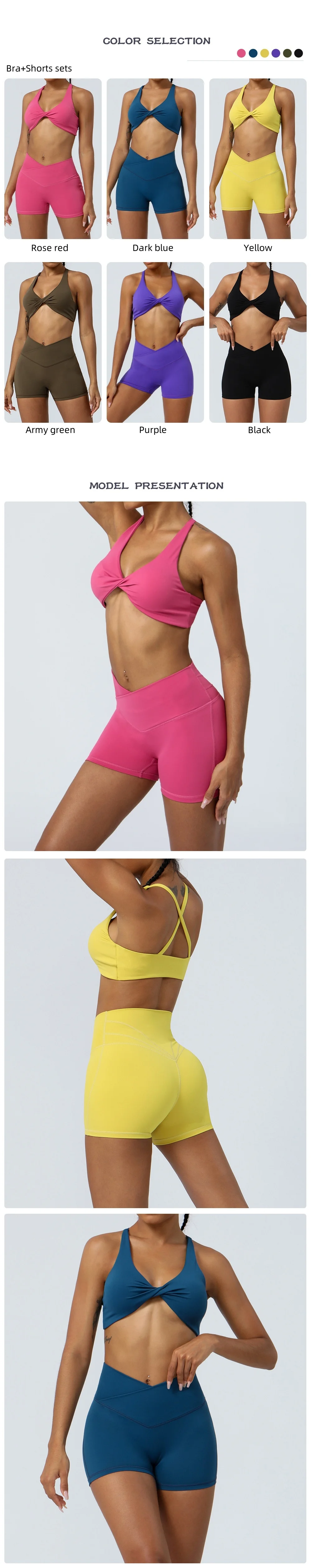 product gym active luxury clothes summer yoga conjuntos bright color sexy yoga sport bra shorts fitness yoga pants active workout sets-57