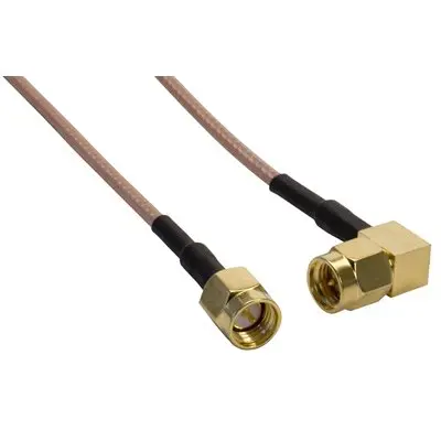 RG316 RG178 Coaxial Cable Assembly  SMA Right Angle Low Loss 50 Ohm