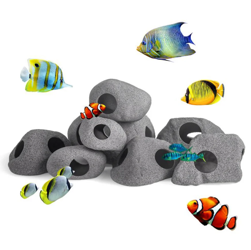 Fish Tank Rocks Cichlid Stone Medium Rock Box 9 Pc Kit