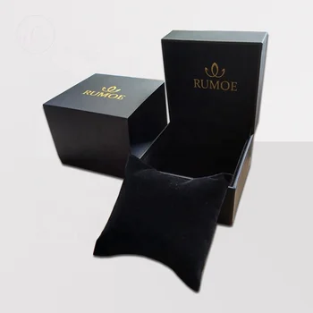 Custom luxury Gold Logo Black Gift Paper Box for Shirt Belt Wallet Watch and bracelet Rigid Gift Box Cardboard Packaging