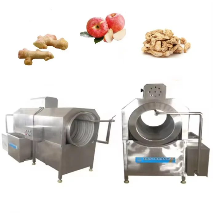 1000kg Automatic Water Jet Root Vegetable and Fruit Drum Washing Cleaning Machine Ginger Carrot Tuber Herbs Drum Washer Cleaner