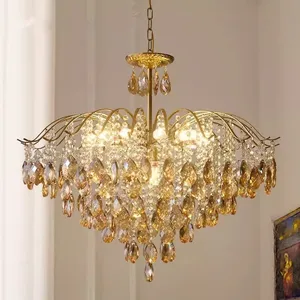 Romantic Crystal Chandelier French Retro Master Bedroom Dining Room Living Room Cloakroom Light Luxury Simple Modern Lighting
