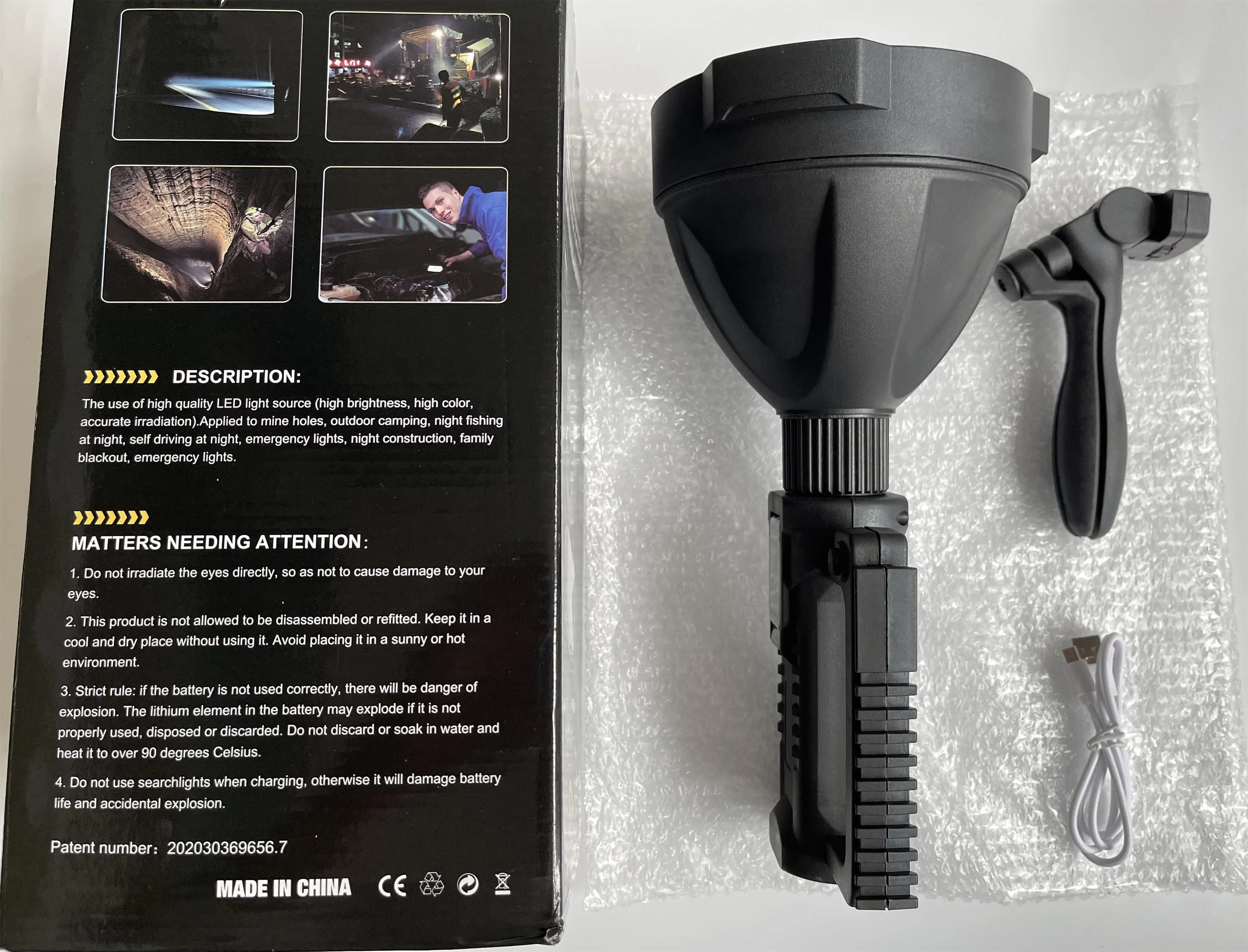Lampe Frontale LED P50 Rechargeable Super Lumineuse - 3 Modes Pour Chasse/camping (noir)