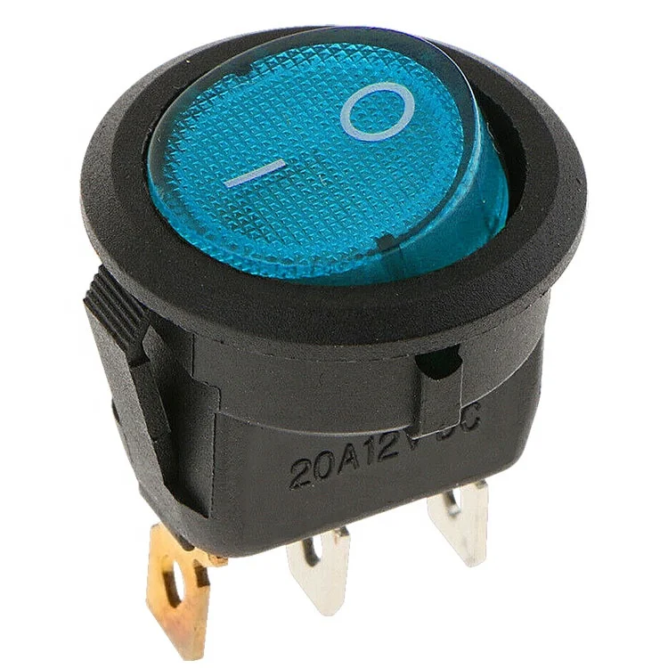 Interruttore ON/OFF Con LED Rosso – Rotondo 20mm – SPST 12V 20A – Colore Blu