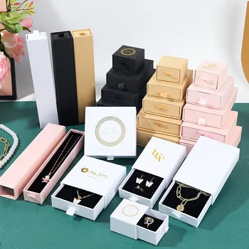 Custom portable velvet travel cute kids elegant necklace bracelet draw gift jewelry ring paper boxes packaging