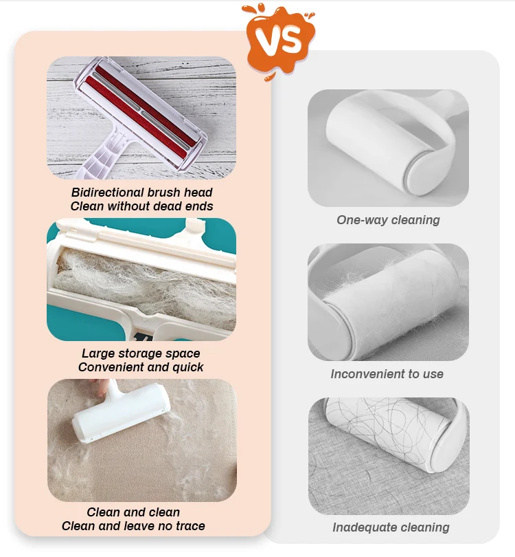 Custom Logo Self Cleaning Reusable Dog Cat Pet Hair Remover Brush Lint Roller Pet Fur Hair Remover for Pets Cleaner Brush
