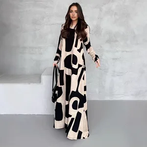 New Women's Dresses - Fashionable Printed Elegant Long-Sleeved Loose Casual Long Dress From Clothing Manufacturers