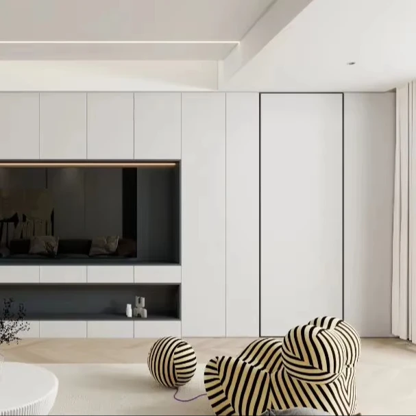 Hidden Interior Customizable Walls Cabinets Door Solid Wood Fire Prevention Composite Polymer Manual Modern Side Opening Home