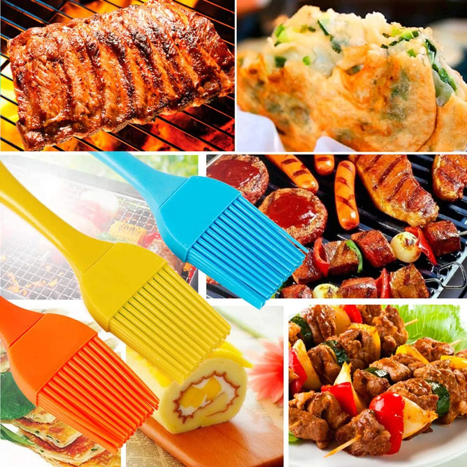 Wholesale Customized Heat Resistant Silicone Pastry Basting BBQ Brush 26*4.5cm Wood Hand Grip Eco-Friendly Sustainable Utensil details