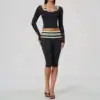 Black Stripe Capri Set