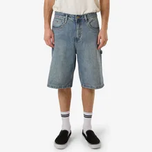 Manufacturer New Trend Customized Denim Jorts Men Baggy Fit Wide Leg Barrel Super Carpenter Denim Shorts