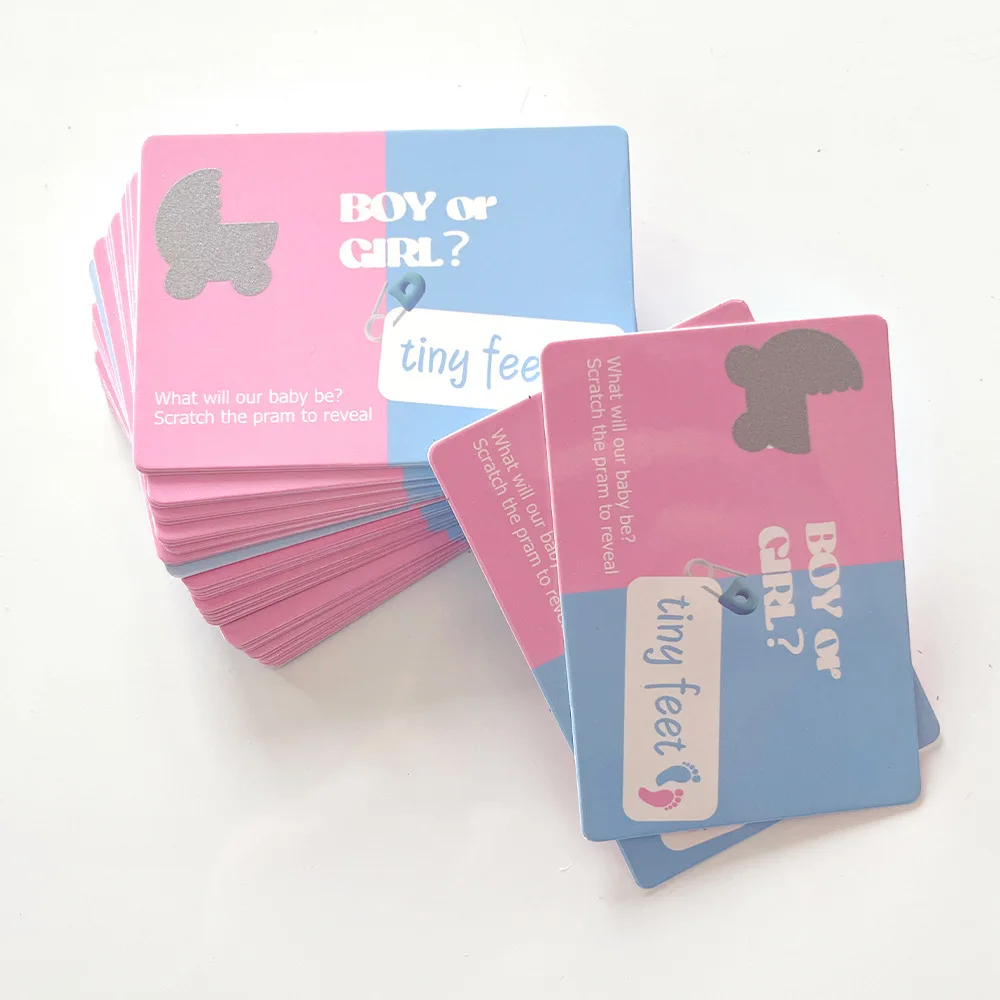Gender Reveal Card Girl or Boy Scratch Card Game Props Reveal Boy Girl Baby Shower