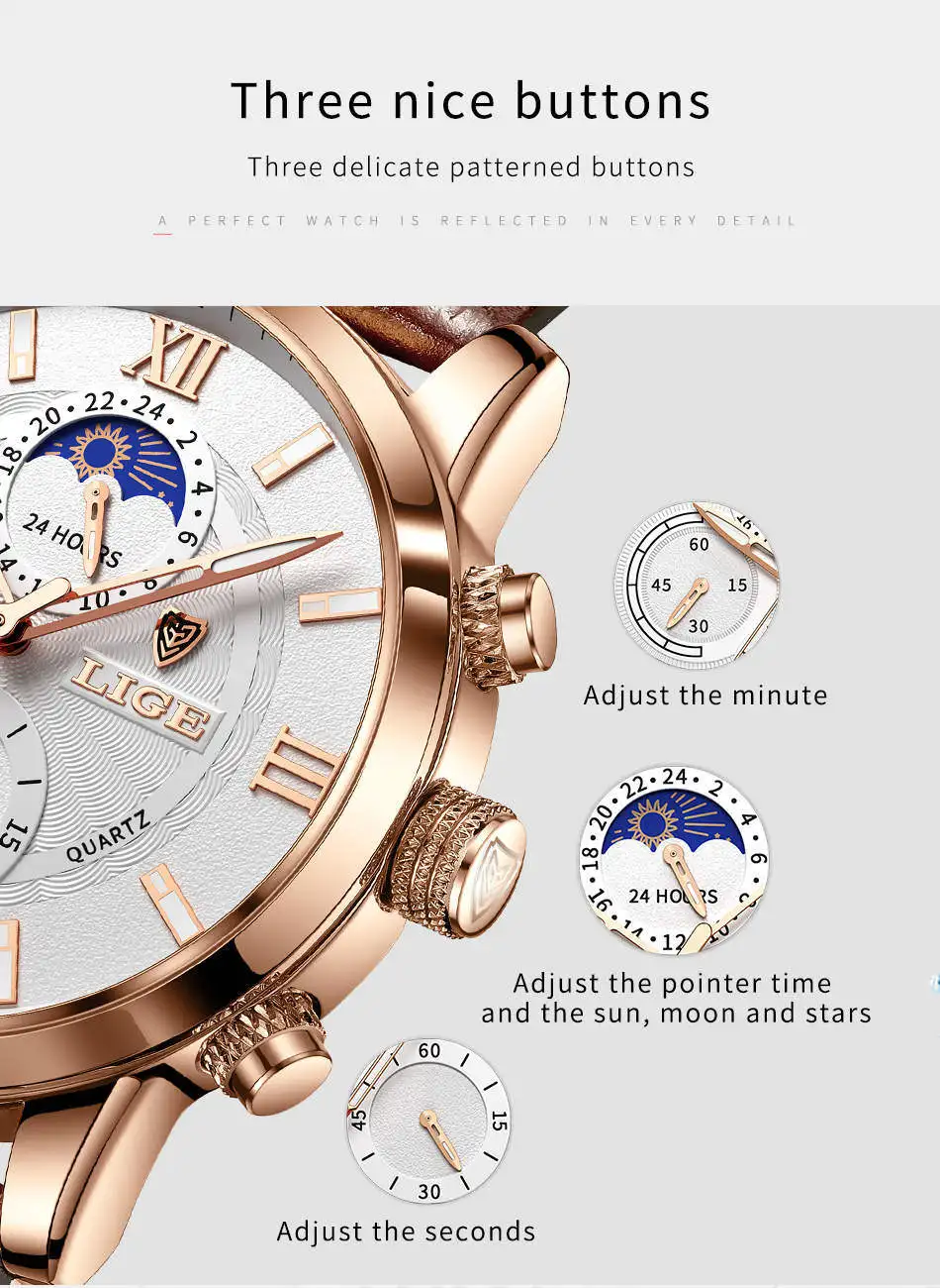 Lige 8932 New Casual Quartz Watches for Man Leather Waterproof Fashion Reloj Watch Lige