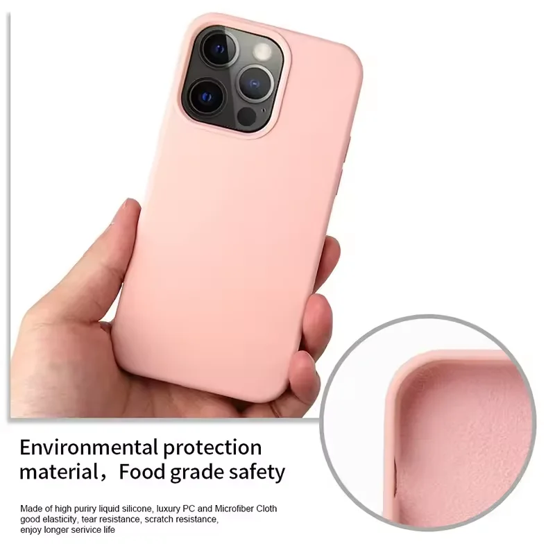 Silicone Phone case Microfiber Inside Custom logo Back Cover Silicon for iphone
