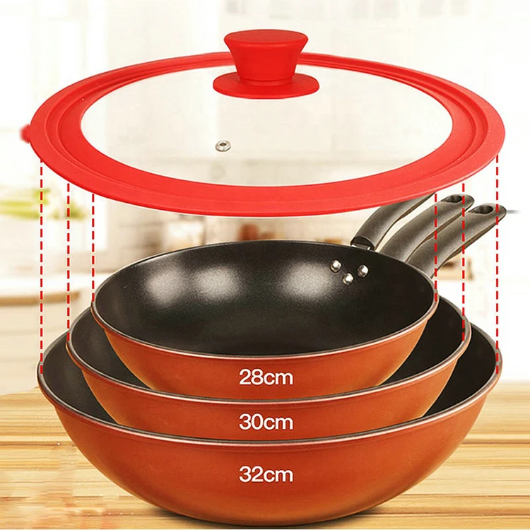 Touch Handle Tempered Glass Food Safe Silicone Pan Cover Silicone Rim Universal Glass Pot Cover