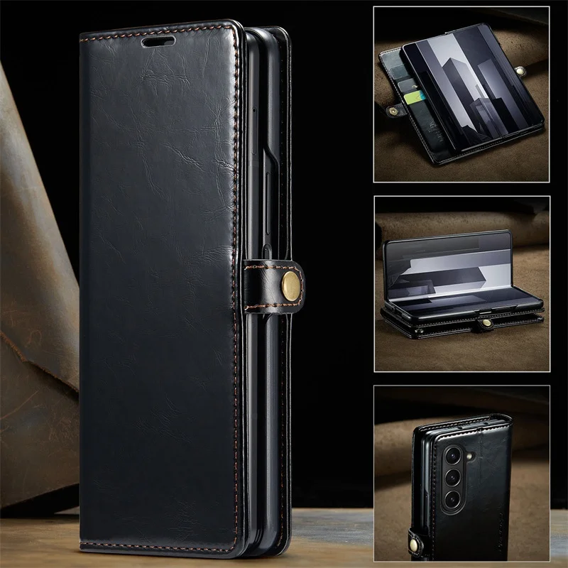 Folding Flip Cover and Card Slot Chic Luxurious Vintage Style For Samsung Galaxy Z Fold 3 4 5 6 Luxury Fashion Case Ultra details