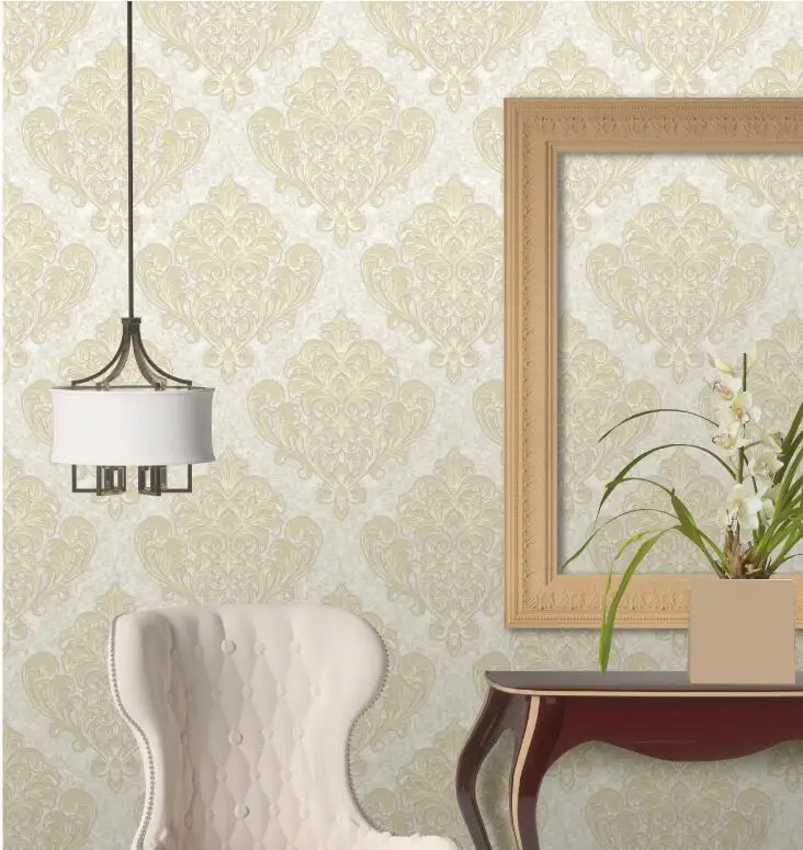 Damask Design Embossing PVC Wallpaper Living Room Wall Paper